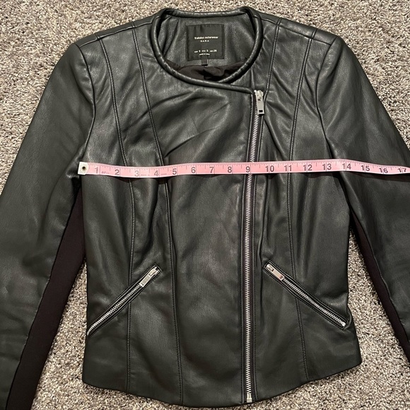 ZARA black vegan leather zip up jacket women’s small - Picture 4 of 6